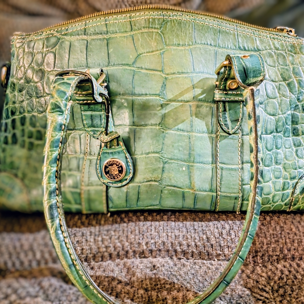 Green Crocodile-Embossed Women's Bag